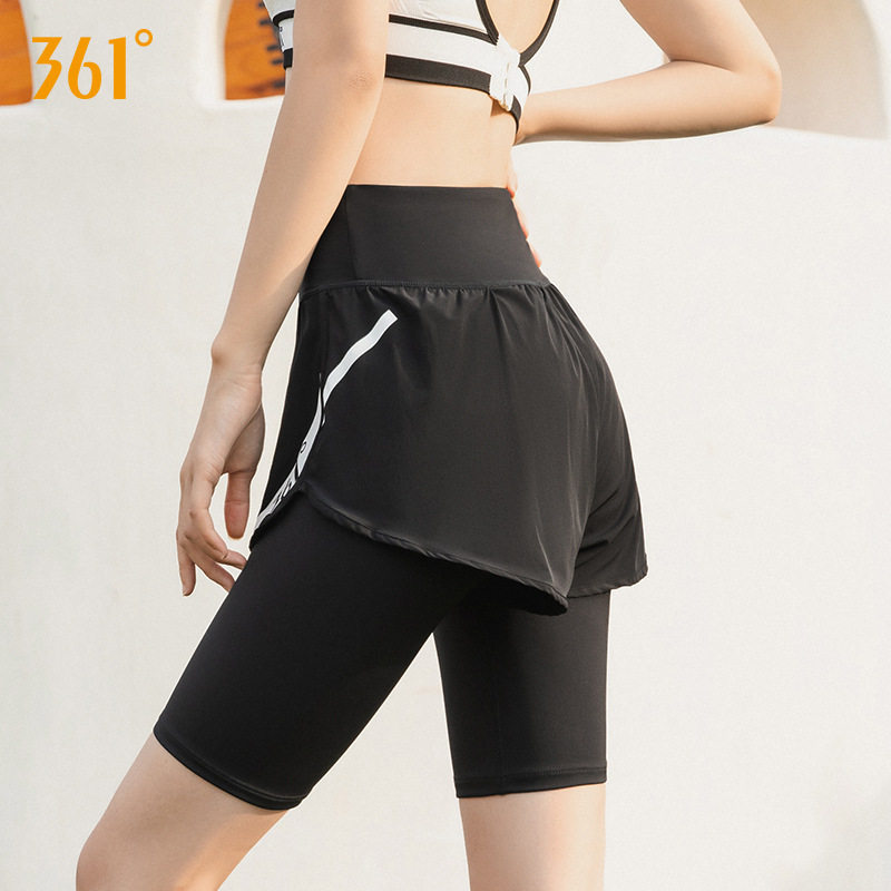 361瑜伽裤女夏薄款骑行裤外穿五分健身短裤瑜伽服假两件运动短裤