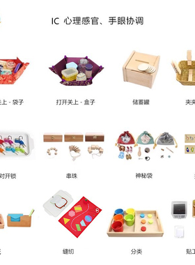 萌学(IC心理感官手眼协调工作套装) 1.5-3岁小班蒙氏教具教学用品