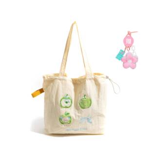 【全球购】风格工作室日本风格风格小清新可爱绣花小狗帆布包女士