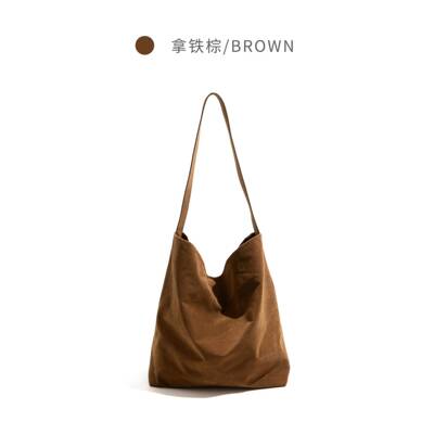 【全球购】秋季新款绒面棕色包包2026年新款单肩包慵懒松弛托特包