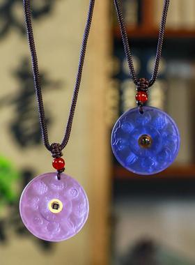 情侣款紫水晶吊坠项链