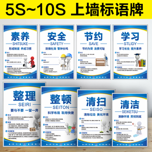 6s管理标识牌5s7s8s车间仓库标识贴 品质励志宣传文化墙挂画 整理整顿清扫清洁企业工厂安全生产管理看板标语