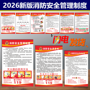 消防安全管理制度标识牌四个能力三提示消防应急疏散预案告知承诺书警示牌监控消控室水泵房上墙制度贴纸标语