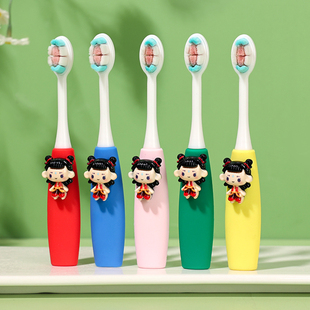 儿童牙刷软毛2-3-6到12岁以上哪吒敖丙卡通男孩女孩宝宝刷牙套装