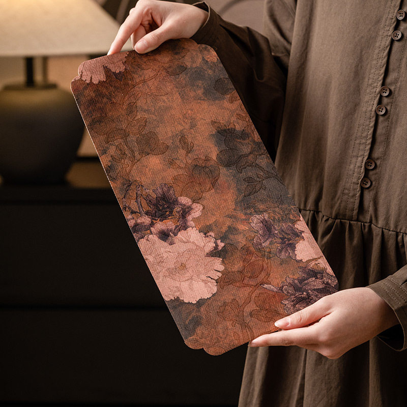 香云纱牡丹图长方茶席中式禅意防水桌垫茶具配件干泡茶台桌旗垫布,居家布艺,茶席,淘宝优惠券,粉丝福利购,淘宝优惠卷