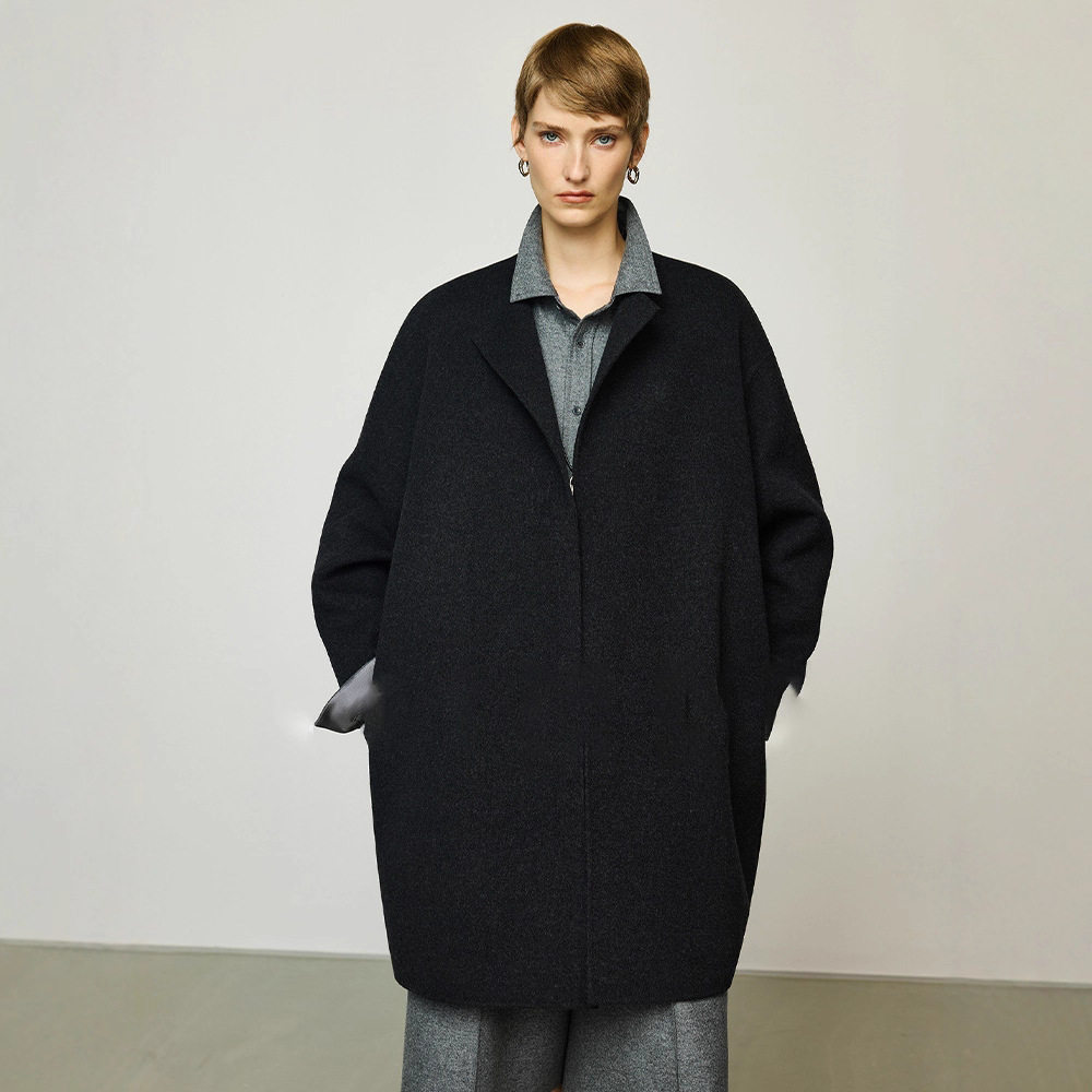 TH～ROW小众极简风羊绒羊毛大衣女双面呢茧型宽松外套女主女装