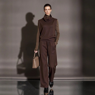 TH～ROW时髦造型解构式 羊毛双层针织叠穿马甲背心绵羊毛阔腿裤