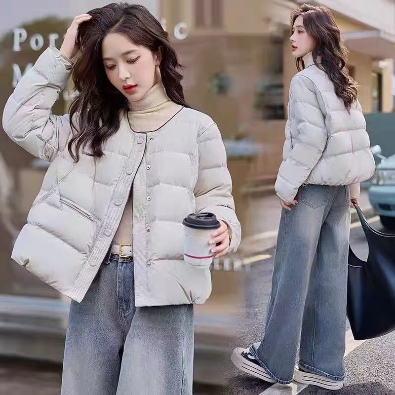 冬季简约通勤纯色保暖白鸭绒外套面包服宽松大方圆领短款羽绒服女,女装/女士精品,羽绒服,淘宝优惠券,粉丝福利购,淘宝优惠卷