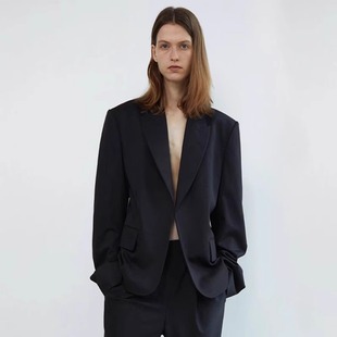 新款 外套女2025年春季 西装 设计小众宽松休闲灰色西服 row