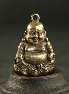 丛林豹铜器，黄铜铸造，弥勒佛钥