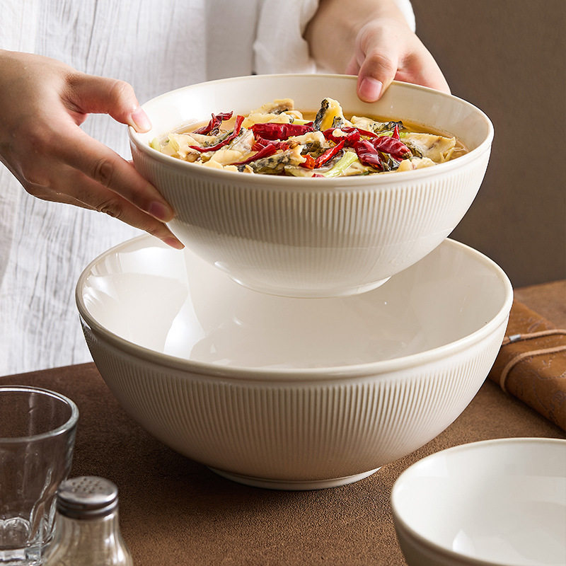 米黄水煮酸菜鱼大盆碗简约陶瓷汤碗面碗家用米饭碗沙拉碗新款2026,餐饮具,泡面碗,淘宝优惠券,粉丝福利购,淘宝优惠卷