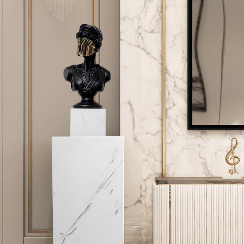 现代简约基座雕塑摆台酒店会所工艺术品展示大理石底座台落地摆件