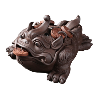 宇轩 紫砂茶宠鸿运招财大金蟾手工精品可养金蝉茶艺茶玩茶盘摆件