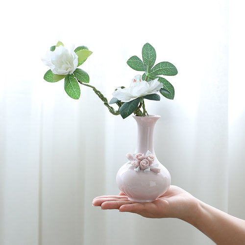 宇轩手工花陶瓷花器摆件客厅插花水养花瓶干花满天星创意家居装饰