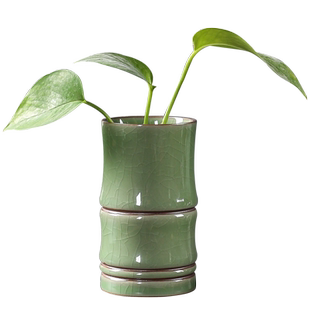 宇轩 哥窑花器花插陶瓷复古禅意花瓶创意绿萝水培家居办公装摆件