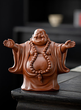 宇轩招财招财大号弥勒紫砂茶宠