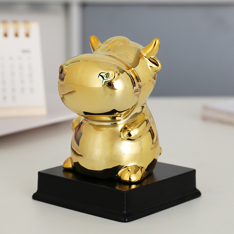 十二生肖摆件招财金色兔虎鼠牛龙蛇马羊猴鸡狗猪陶瓷创意生日礼物