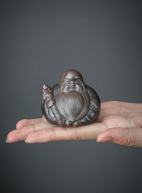 宇轩 紫砂迷你寿星公南极仙翁长寿仙中式书房书桌盆栽盆景小摆件