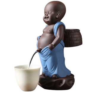 宇轩 紫砂茶宠招财尿童茶盘配件摆件精品可养喷水小和尚茶童撒尿