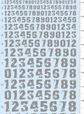 fonts 1-3-7E06 各种比例阿拉伯数字水贴纸