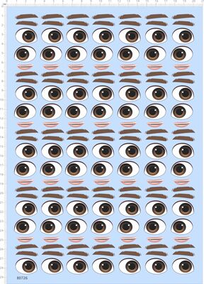 80726整版胶sample face dimensio自制娃娃表情水贴眼睛眉毛嘴巴4