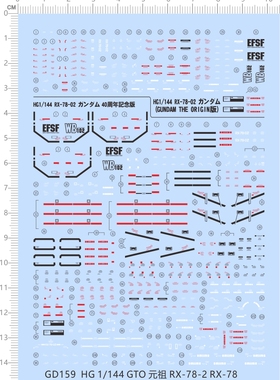GD159 HG 1/144 GTO 元祖 RX-78-2 GTO78 RX78比例模型剪纸水贴纸