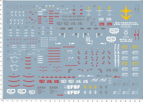 61222-B2002 PG RX-78 GP01FB GP01 FB gd试作1号机宇宙型水贴111