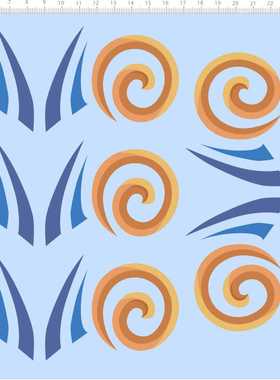 67508整版胶牛腿花纹螺旋旋涡牛角纹身比例模型剪纸水贴纸定做