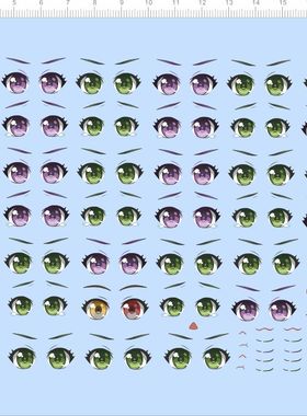 80737整版胶无比例玩偶粘土人眼睛表情脸水贴纸gsc嘴巴娃娃公仔A5