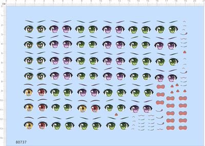 80737整版胶无比例玩偶粘土人眼睛表情脸水贴纸gsc嘴巴娃娃公仔A5