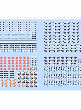 70482F手办模型sp娃娃眼睛盲盒水贴纸粉红色腮红黑色尾巴直线2404