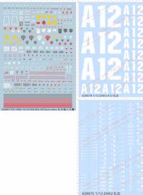 62867 PG YMS-15 GYAN MS-09Dom zaku A12扎古强人大魔GD水贴现货