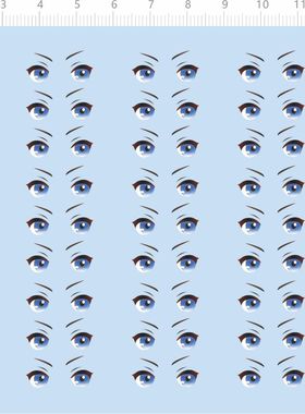 76595整版水贴 模型眼睛 手办蓝色定制打印2312