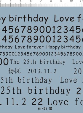61431  happy birthday love forever 悦 杨 数字水贴1