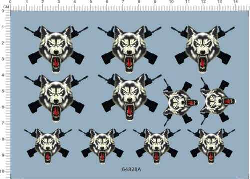 64828A -A5016狼头枪支模型玩具水贴 water decal custom made1