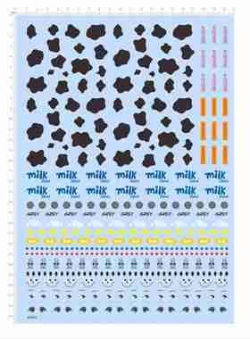 69806僵尸子MILK奶牛纹sp娃娃幼稚园grey笑脸盲盒模型水贴2404