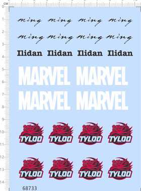 68733整版胶MARVEL TYLOO Ilidan ming鼠标贴龙模型水贴纸现货