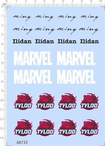 68733整版胶MARVEL TYLOO Ilidan ming鼠标贴龙模型水贴纸现货
