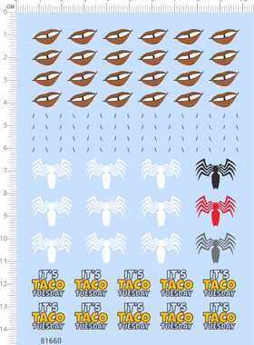 81660整版胶TACO TUESDAY自制模型贴水贴纸模型嘴巴眼睛蜘蛛A6