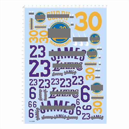 74243整版水贴 JAMES CURRY 23 30 LAKERS 库里詹姆斯 蓝球五月