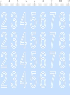 77415整版胶 阿拉伯数字 模型水贴定制打印 0-9 镂空 现货