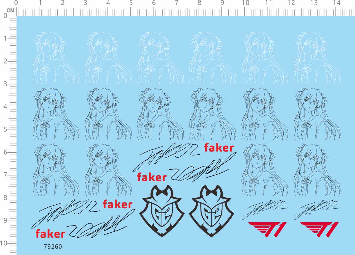 79260整版水贴 FAKER 明日香动漫人物模型2403鼠标定制打印
