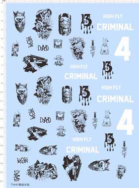 75443 HIGH FLY CRIMINAL 黑色纹身美女模型水贴手办定做打印2310