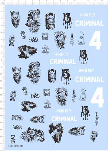 75443 HIGH FLY CRIMINAL 黑色纹身美女模型水贴手办定做打印2310