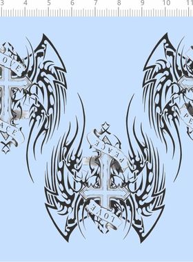 81430整版十字架LOVE PEACE纹身贴图案水贴模型娃娃手办公仔现货