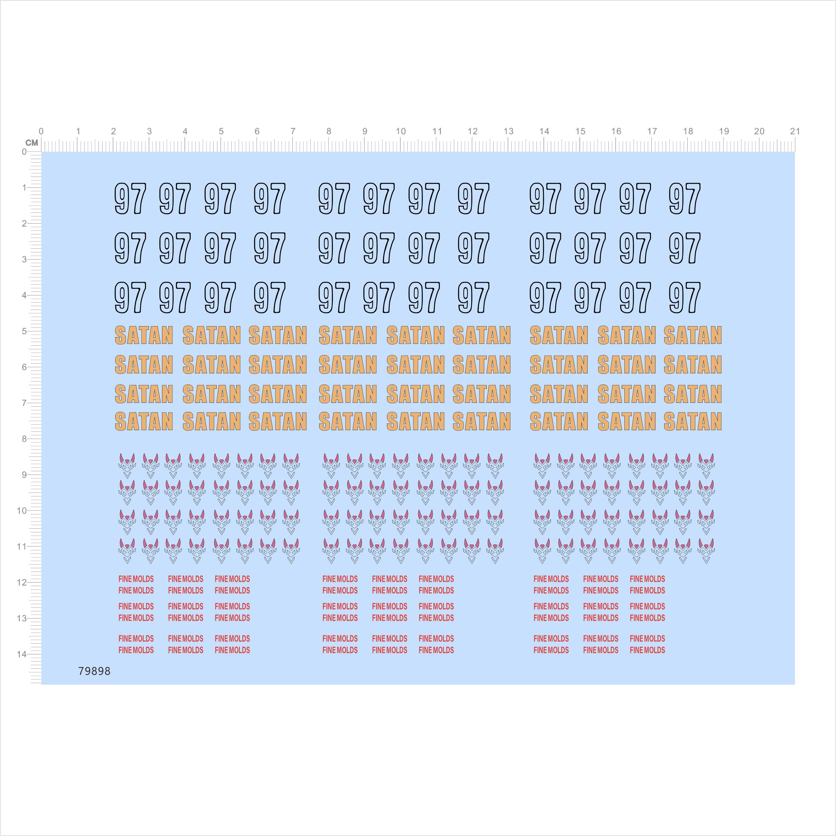 79898比例模型水贴SATAN数字finemolds牛头改比例尺寸定制2404