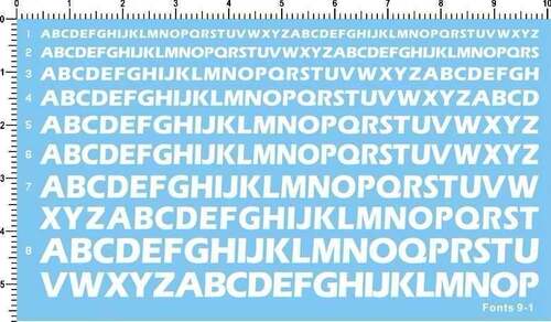 fonts 9-1 各种比例英文字母水贴纸1