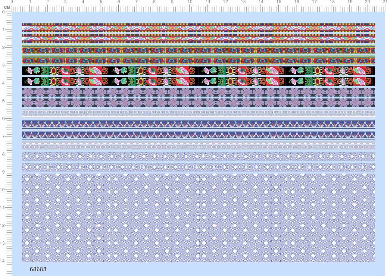 68688整版胶苗族民族服饰花纹水贴纸布纹中国风数码迷彩涂鸦水贴