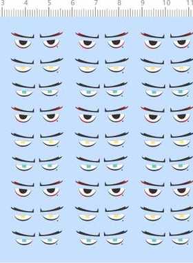 67671整版胶无比例舞狮异色眼睛比例模型人偶眼睛水贴纸定做订做