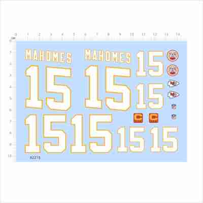 82218模型水贴MAHOMES KC NFL LHA可撕膜不干胶独立胶位模切2405